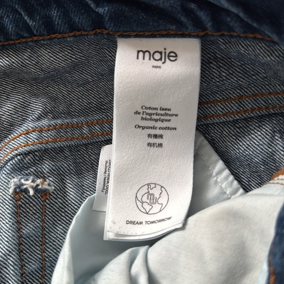 Maje Blue High Rise Distressed Jeans - Picture 5 of 6